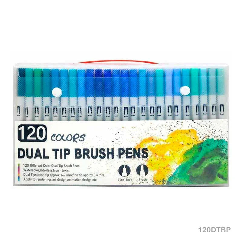 MG Traders Pen Dual Tip Brush Pen 120 Color Set (120Dtbp)