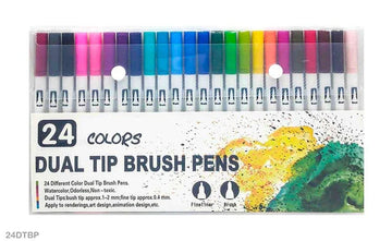 MG Traders Mandala & Art Pens Dual Tip Brush Pen 24 Color Set (24Dtbp)