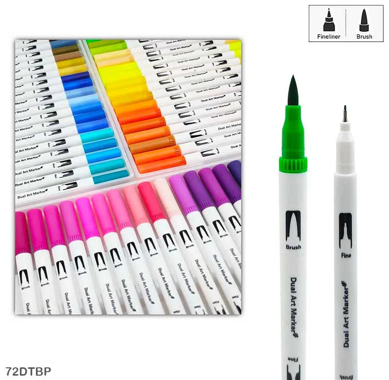 MG Traders Mandala & Art Pens Dual Tip Brush Pen 72 Color Set (72Dtbp)