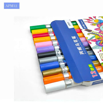 MG Traders Marker Acrylic Paint Marker 12 Mix Color Touch Cool (Apm12)