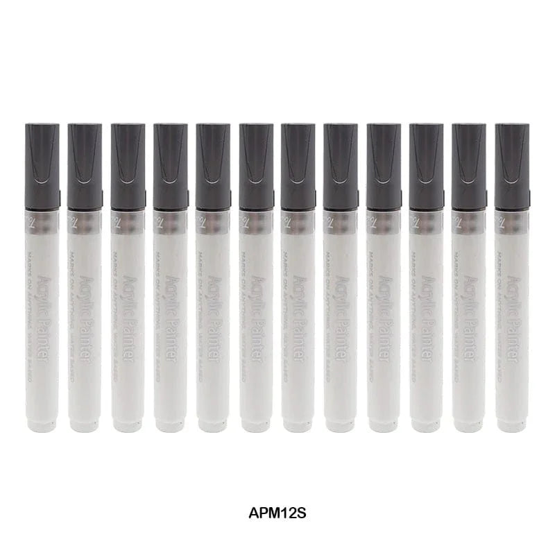 MG Traders Marker Acrylic Paint Marker 12Pc Silver Color Touch Cool (Apm12S)