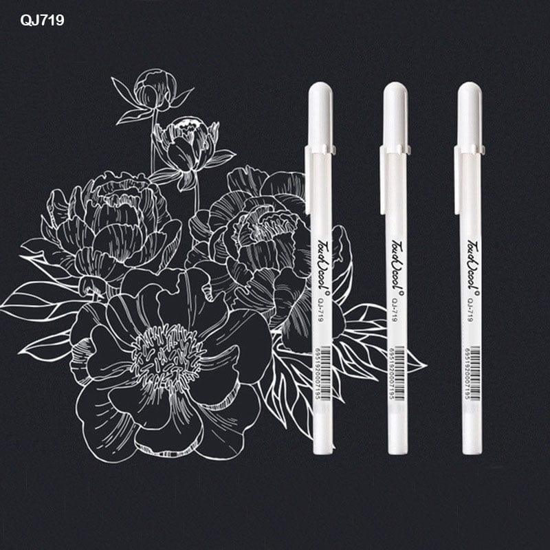 MG Traders Marker Qj719 3Pcs Highlights Pen White 0.8Mm