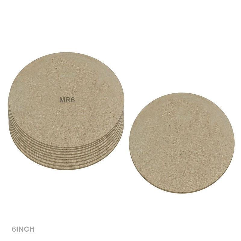 MG Traders Mdf Cutout Mdf Round  6 Inch 10Pcs (Mr6)