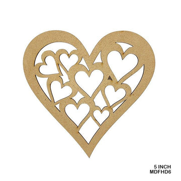 MG Traders MDF & wooden Crafts Mdf Cutout Heart Design 5 Inch (Mdfhd6)