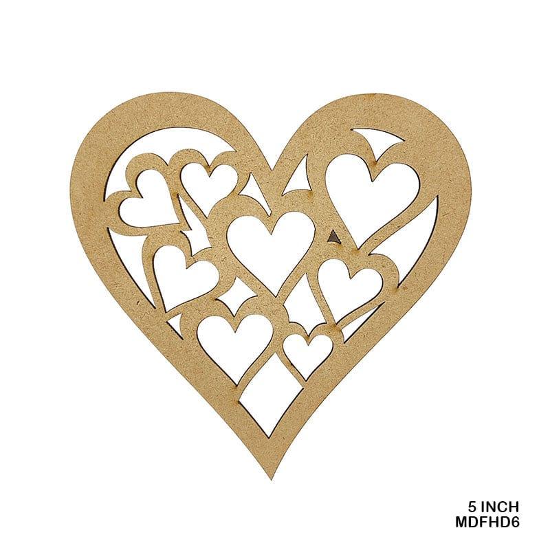 MG Traders MDF & wooden Crafts Mdf Cutout Heart Design 5 Inch (Mdfhd6)