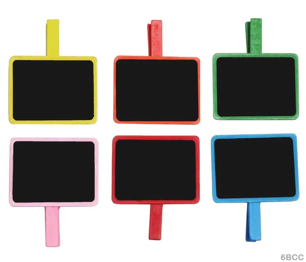 MG Traders Pack Clip 6Bcc Wooden 6Pc Black Board Clip Colored  (Contain 1 Unit)
