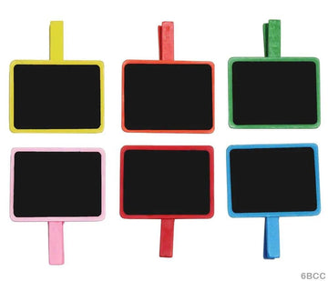 MG Traders Pack Clip 6Bcc Wooden 6Pc Black Board Clip Colored  (Contain 1 Unit)
