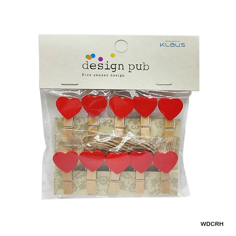 MG Traders Pack Clip Wooden Design Clip Pkt Red Heart (Wdcrh)  (Contain 1 Unit)