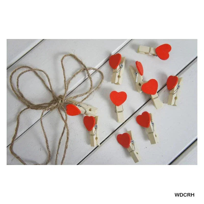 MG Traders Pack Clip Wooden Design Clip Pkt Red Heart (Wdcrh)  (Contain 1 Unit)