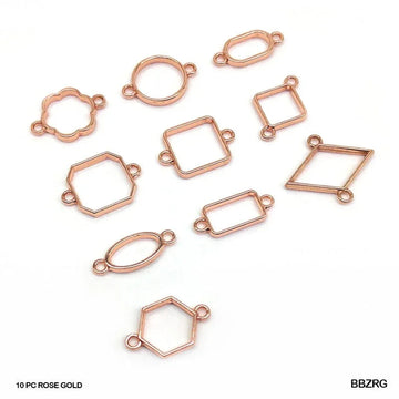 MG Traders Pack Jewellery Bbzrg Bezels Mix Shape Set 10Pc Rose Gold  (Contain 1 Unit)