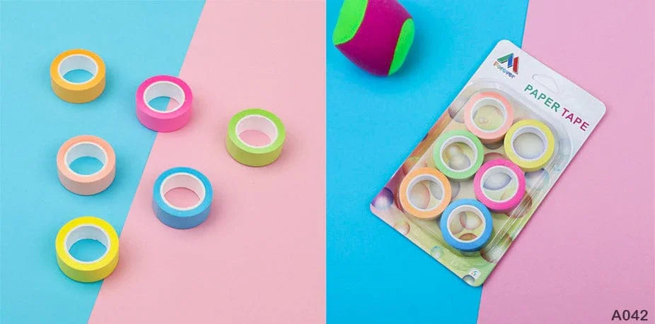 MG Traders Pack Tape A042 Neon Paper Tape 10Mm (A042)  (Contain 1 Unit)