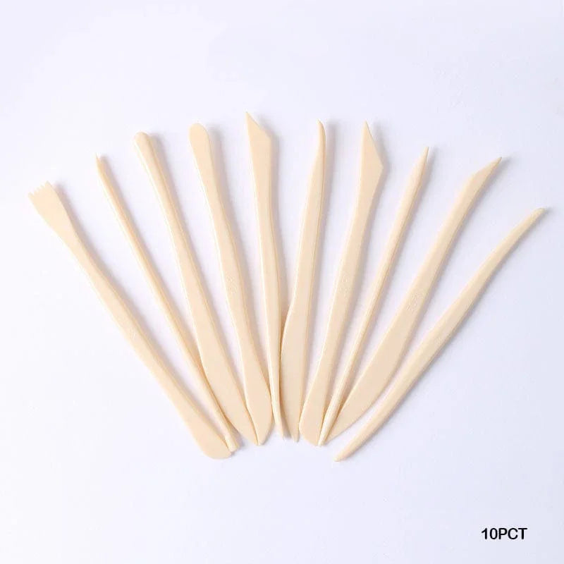 MG Traders Pack Tools 10Pc Clay Tool Plastic Cream Color (10Pct)  (Contain 1 Unit)