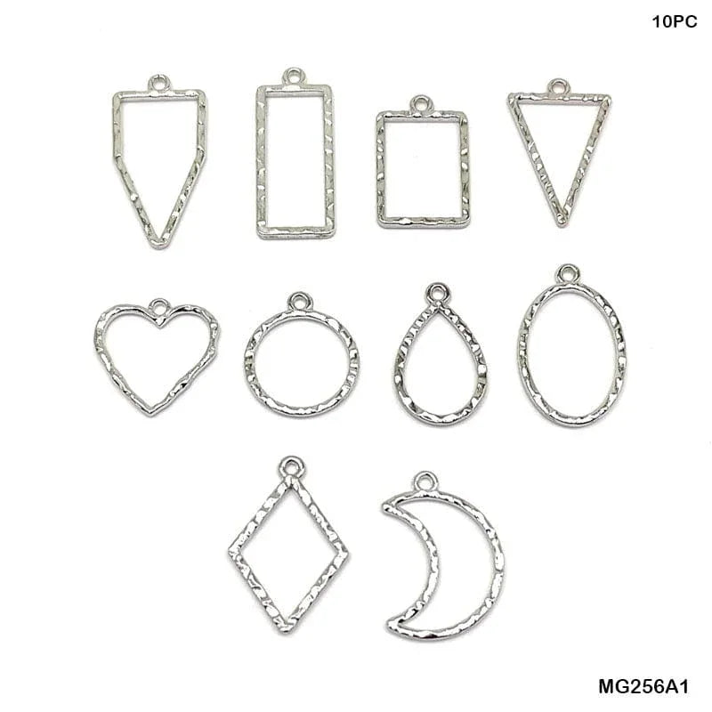 MG Traders Pendant Mg256A1 Bezels Mix Shape 10Pc Silver