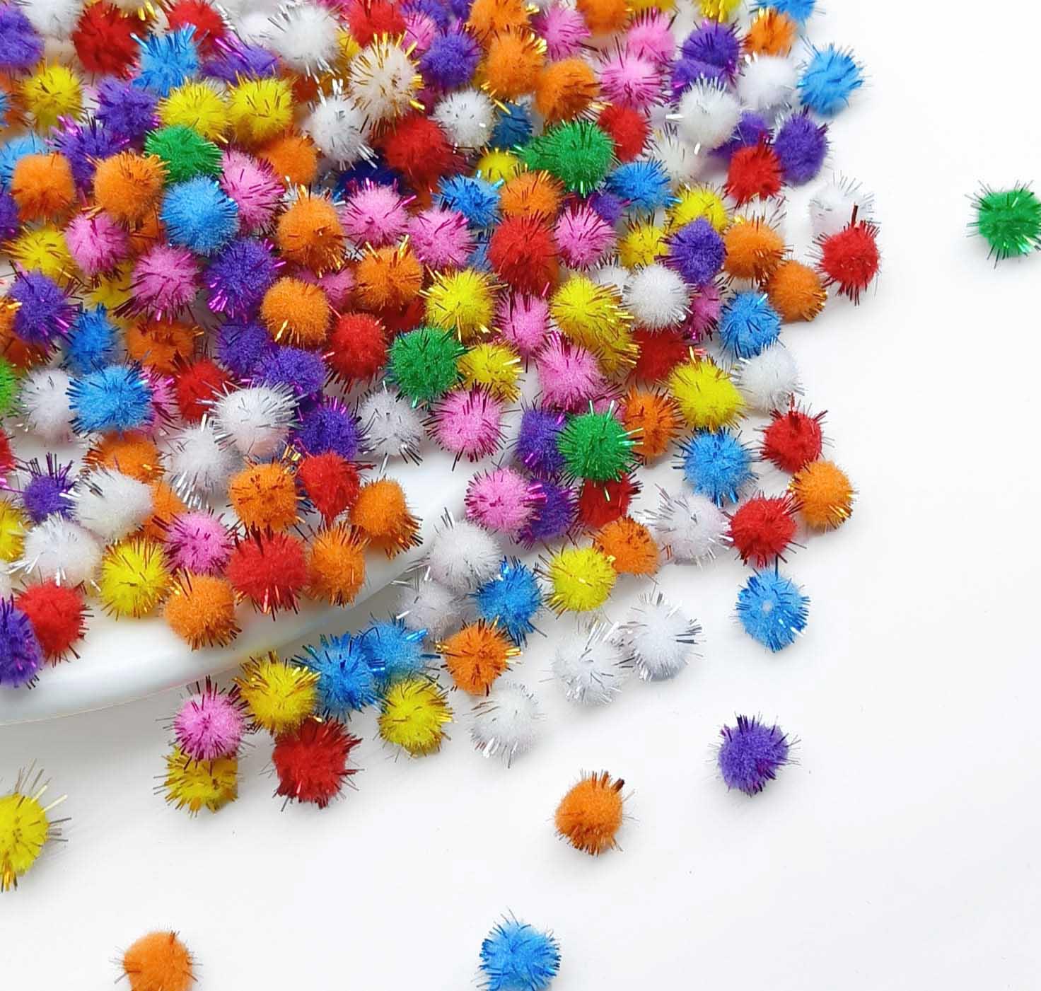 MG Traders Pom Pom Balls Pompom Glitter 1Cm Small 1000Pcs (P4)