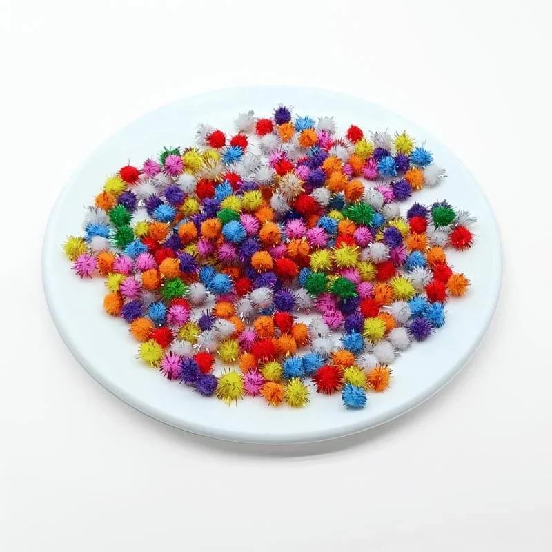 MG Traders Pompom & Pipe cleaner Pompom Glitter 1Cm Small 1000Pcs (P4)