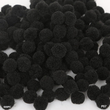 MG Traders Pompom & Pipe cleaner Pompom Plain Midium 2Cm Black 500Pc (P07)