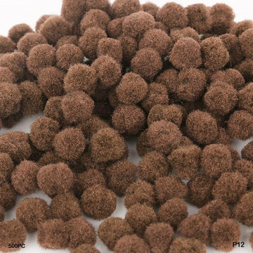 MG Traders Pompom & Pipe cleaner Pompom Plain Midium 2Cm Brown 500Pc (P12)