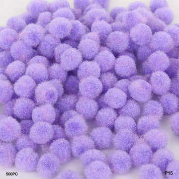 MG Traders Pompom & Pipe cleaner Pompom Plain Midium 2Cm L Purple 500Pc (P15)