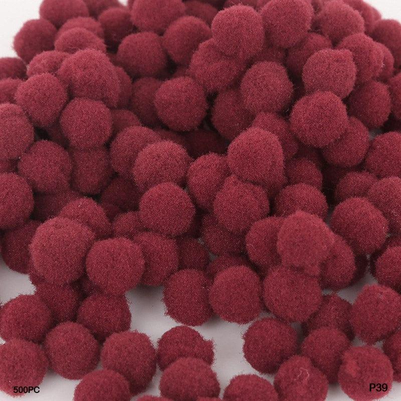 MG Traders Pompom & Pipe cleaner Pompom Plain Midium 2Cm Maroon 500Pc P39