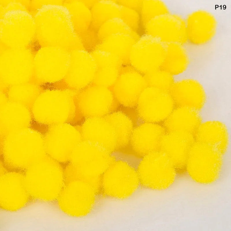 MG Traders Pompom & Pipe cleaner Pompom Plain Midium 2Cm P19 L Yellow 500Pc (P19)