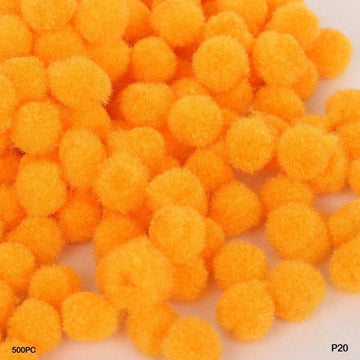 MG Traders Pompom & Pipe cleaner Pompom Plain Midium 2Cm P20 L Orange 500Pc (P20)