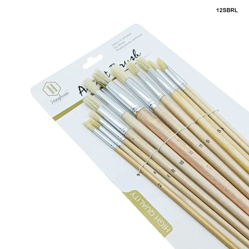 MG Traders Drawing Materials 12Sbrl 12Pc Stencil Brush Round Long Handle