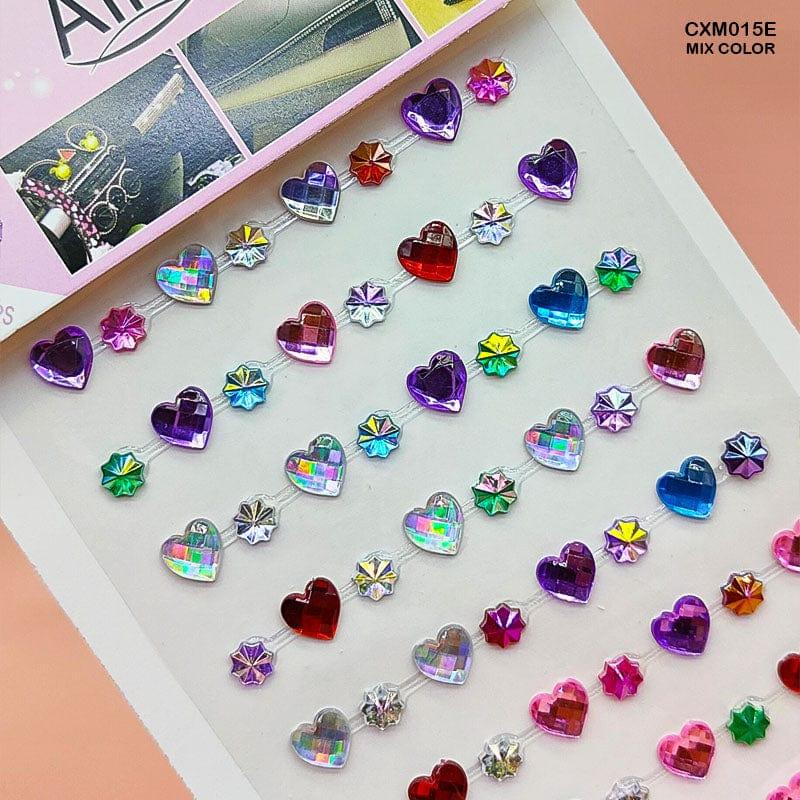 MG Traders Stickers Cxm015E Gem Stones Heart N Flower Sticker