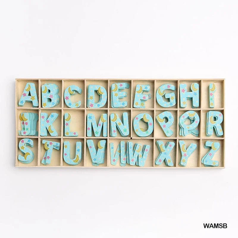 MG Traders Toys & Kits Wooden Alphabet Moon Star Blue Big (Wamsb)