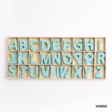 MG Traders Toys & Kits Wooden Alphabet Moon Star Blue Big (Wamsb)