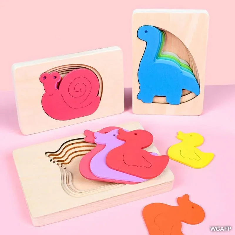 MG Traders Toys & Kits Wt Cartoon Animal Five-Layer Puzzle Cc (Wcafp)