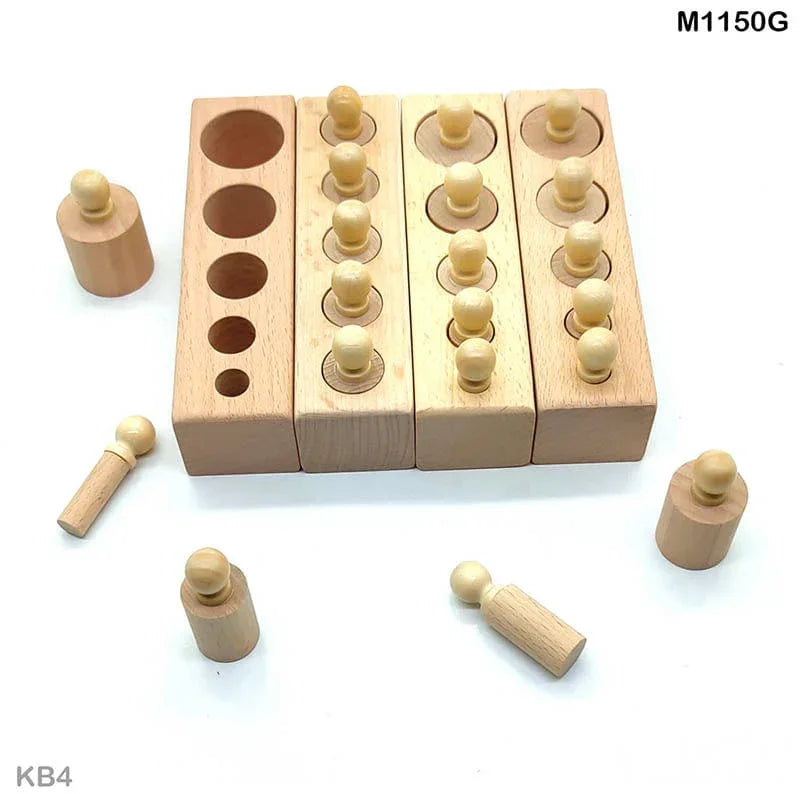 MG Traders Toys & Kits Wt Knob Cylindrical Block 4Pc Plain