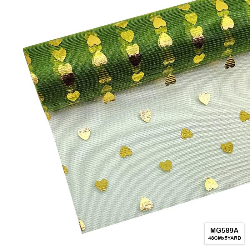MG Traders Wrapping Papers Mg589A Gold Heart Net Roll 48Cmx5Yard