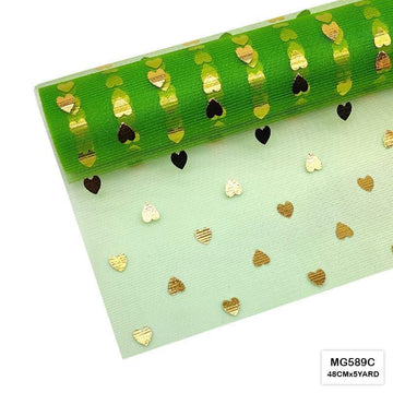 MG Traders Wrapping Papers Mg589C Gold Heart Net Roll 48Cmx5Yard