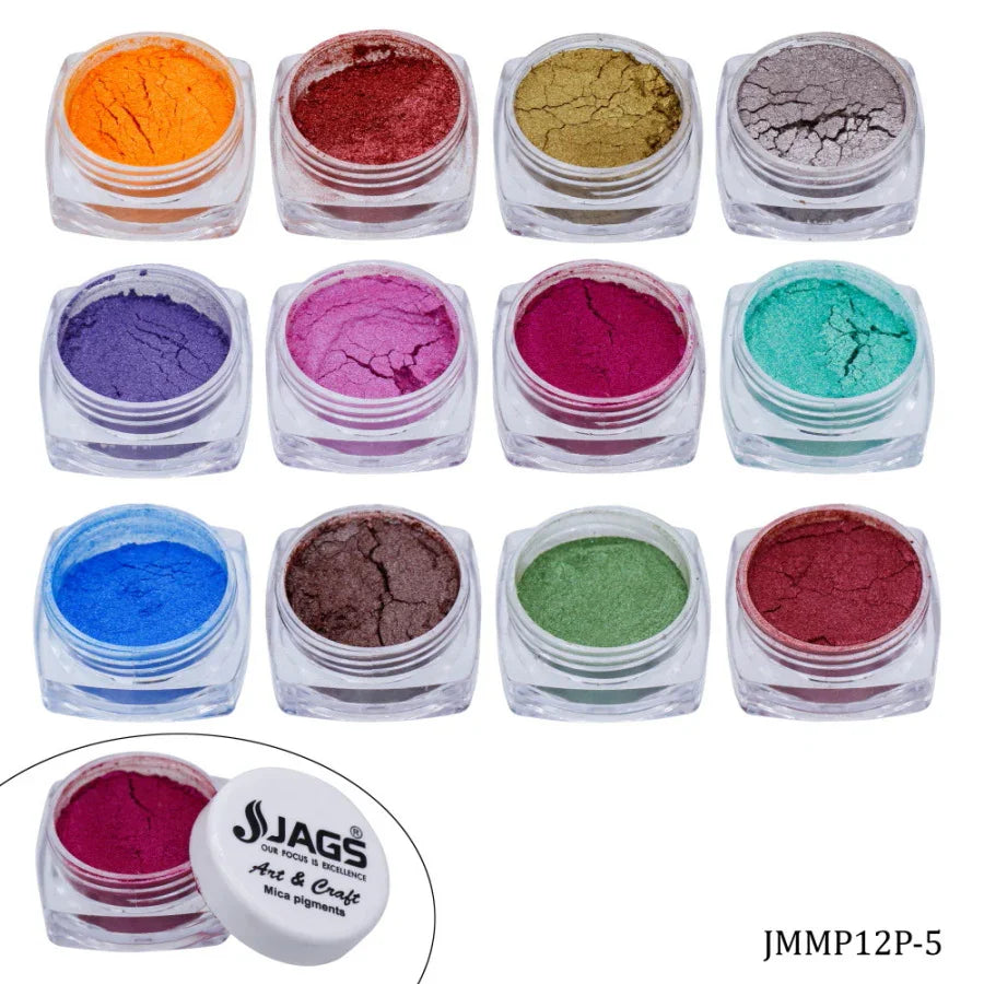 Jags Mica Powder Set Of 12 Colour (12Gms) JMMP12P-5