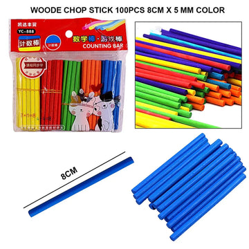 Ravrai Craft - Mumbai Branch Arts & Crafts Colourful Wooden Stick 100Pcs 8Cmx5Mm