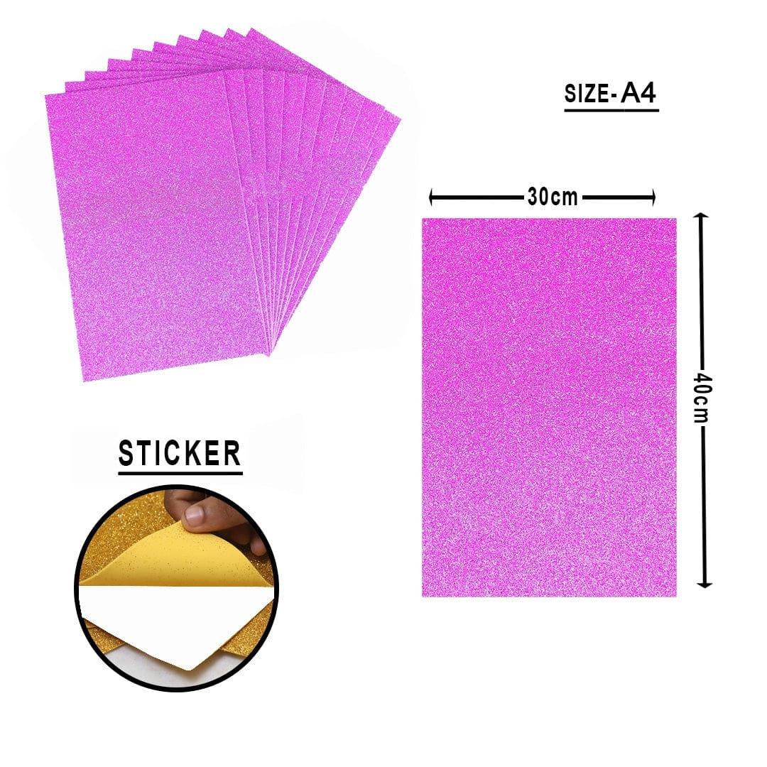 Ravrai Craft - Mumbai Branch Craft Accessories A4 Glitter Foam Sticker Sheet (Baby Pink)