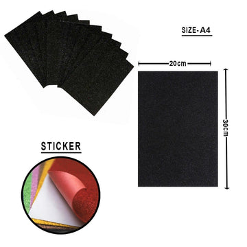 Ravrai Craft - Mumbai Branch Craft Accessories A4 Glitter Foam Sticker Sheet (black)