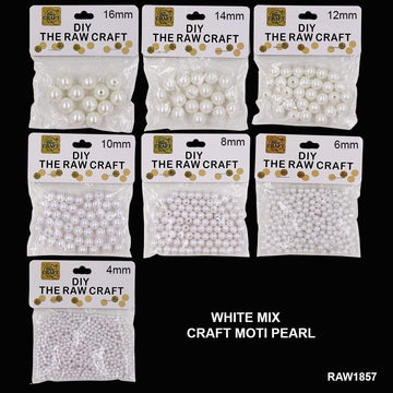 Ravrai Craft - Mumbai Branch Craft Accessories Craft Pearls Mix Pack | White color
