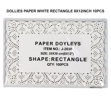 Ravrai Craft - Mumbai Branch Craft Doilies Paper White Rectangle 8 X 12 inch 100Pcs