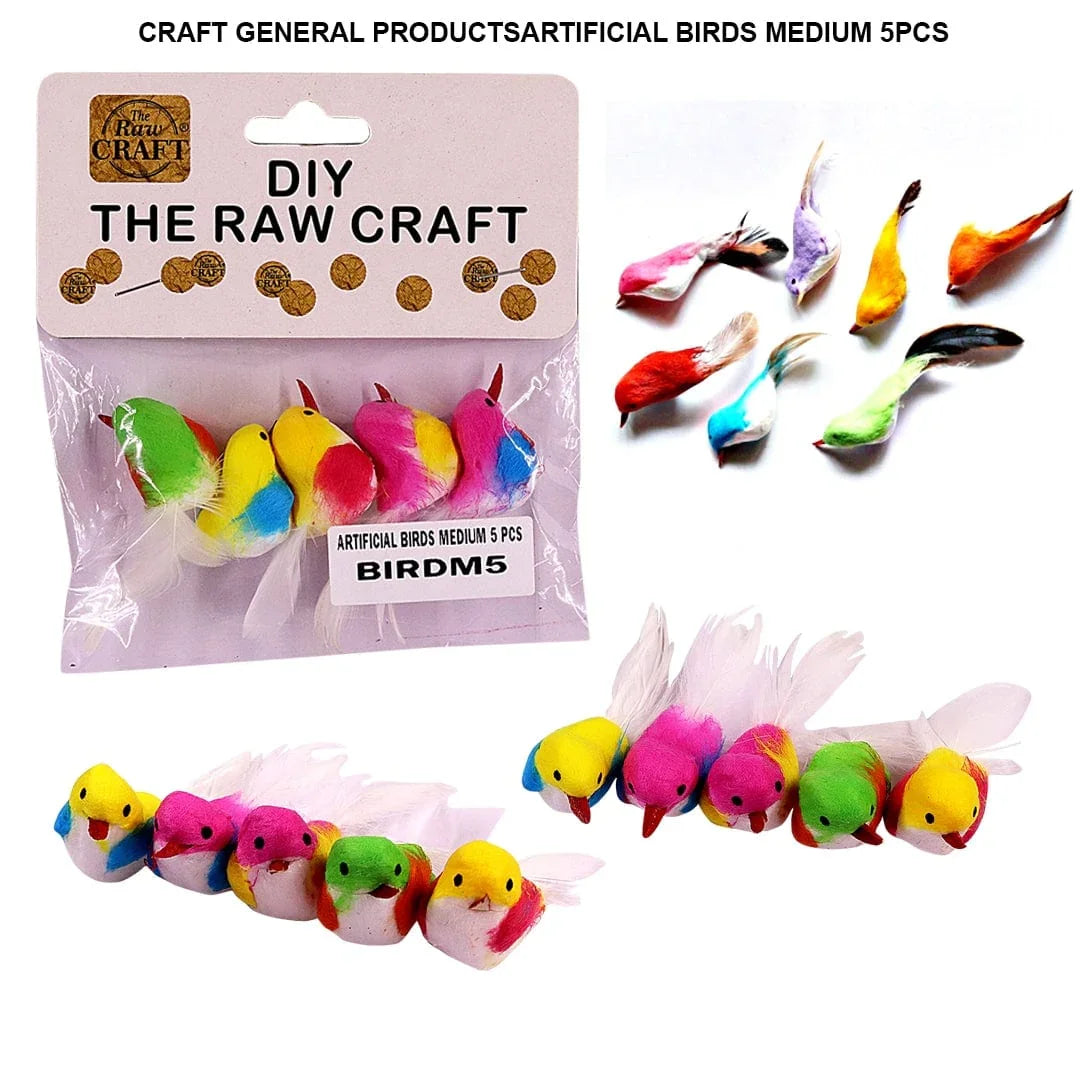 Ravrai Craft - Mumbai Branch Decoration Supplies Artificial Birds |Medium| 5Pcs