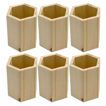 Ravrai Craft - Mumbai Branch MDF & wooden Crafts Vintage Pine Wood Pen Stand - Hexagon Raw 1962
