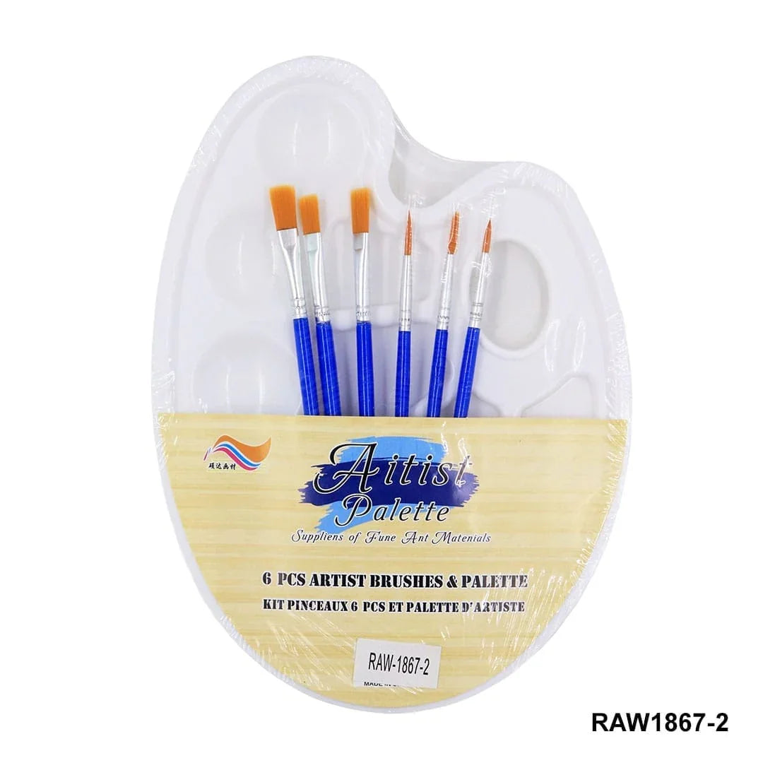 Ravrai Craft - Mumbai Branch paint tools Raw1867-2 Drawing Painting Plate with Brush