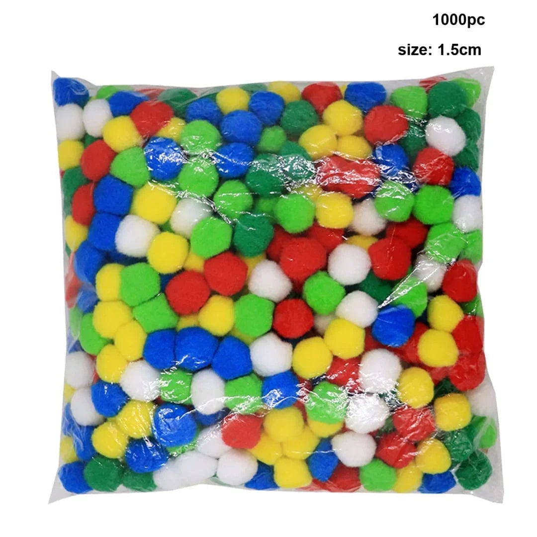 Ravrai Craft - Mumbai Branch POMPOM BALL Medium Pompom ball plain 1.5cm medium 1000pcs