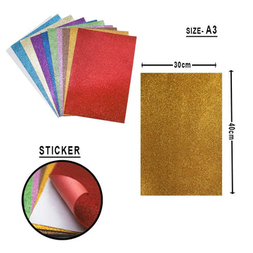 Ravrai Craft - Mumbai Branch Scrapbooking & Designed Papers Foam Sheet Glitter With Sticker (A3 Multi Color)
