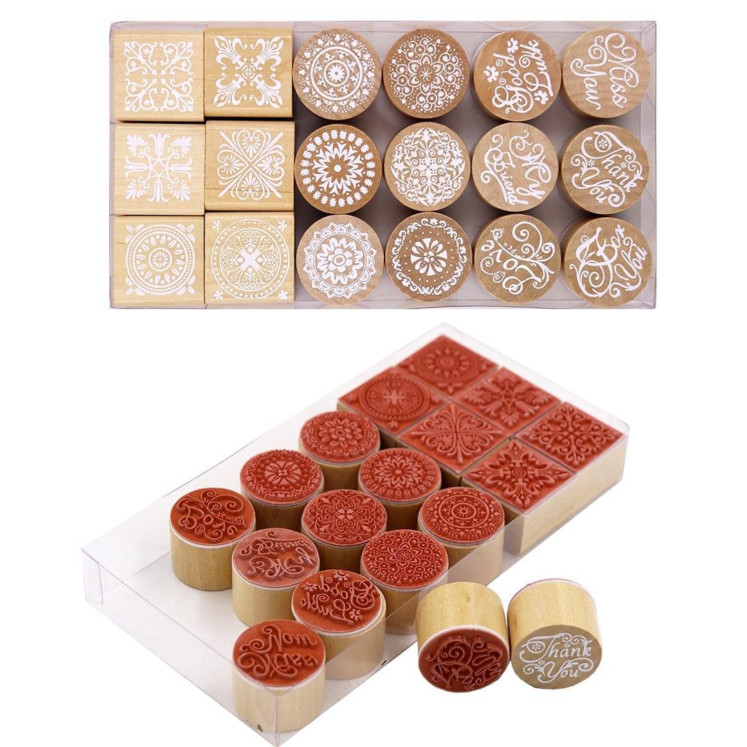 Ravrai Craft - Mumbai Branch Stamps & Stuff Wooden Stamp Set Mix 18Pcs