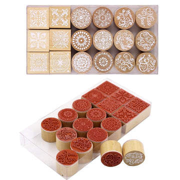 Ravrai Craft - Mumbai Branch Stamps & Stuff Wooden Stamp Set Mix 18Pcs