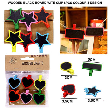 Ravrai Craft - Mumbai Branch wooden clips Wooden black board with clip 6pcs colour