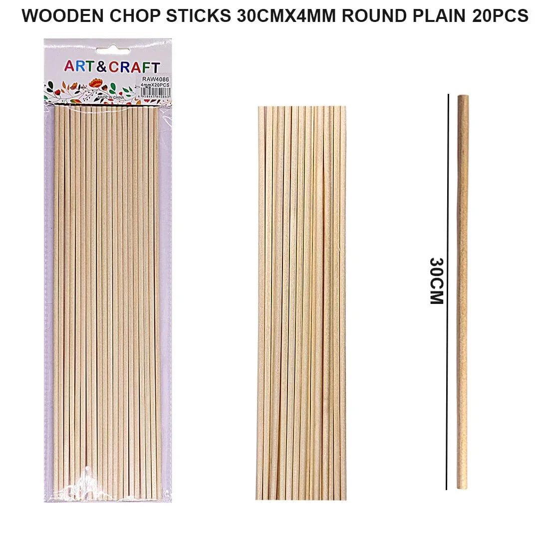 Ravrai Craft - Mumbai Branch Wooden stick WOODEN STICK 30CMX4MM ROUND PLAIN 20PCS RAW4086