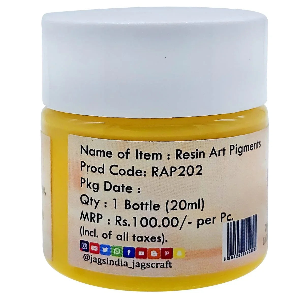 jags-mumbai Resin Pigment Resin Art Pigments 20ML Light Yellow RAP202