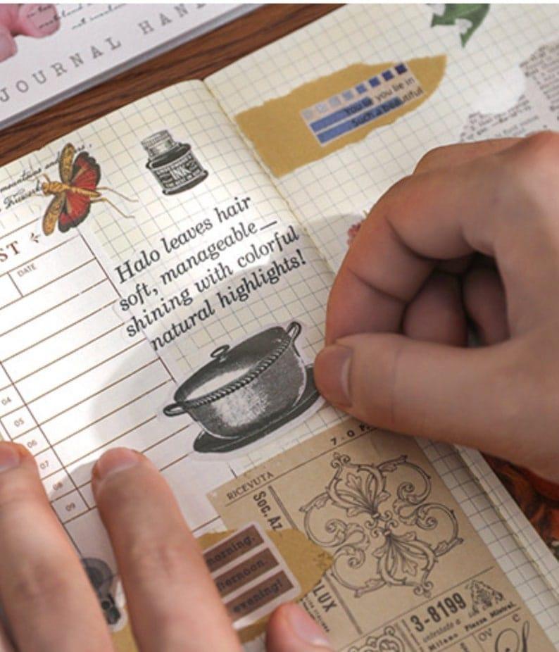 Retro Journal handbook sticker | Modern memory | Pack of 20 sheets